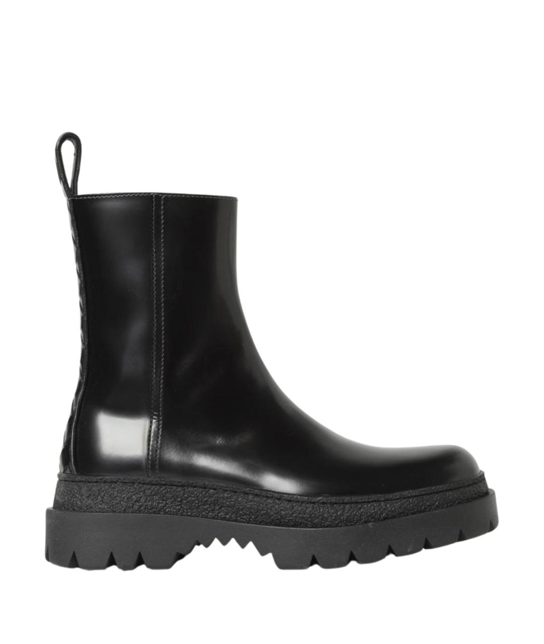 BOTTEGA VENETA Черные кожаные высокие ботинки, фото 1