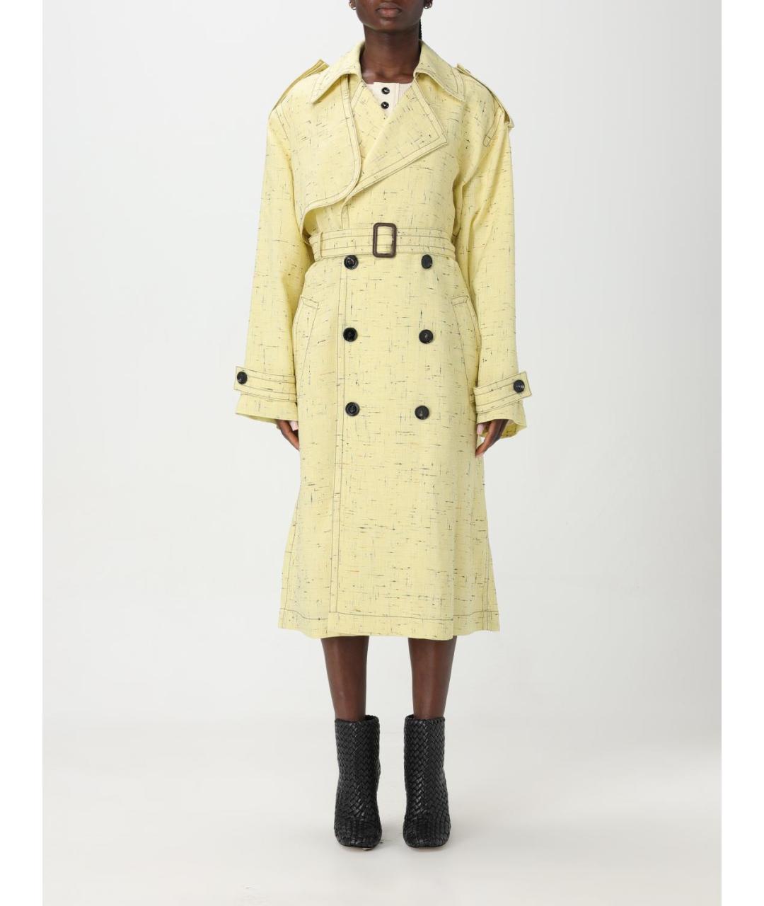 BOTTEGA VENETA Желтый вискозный тренч/плащ, фото 2