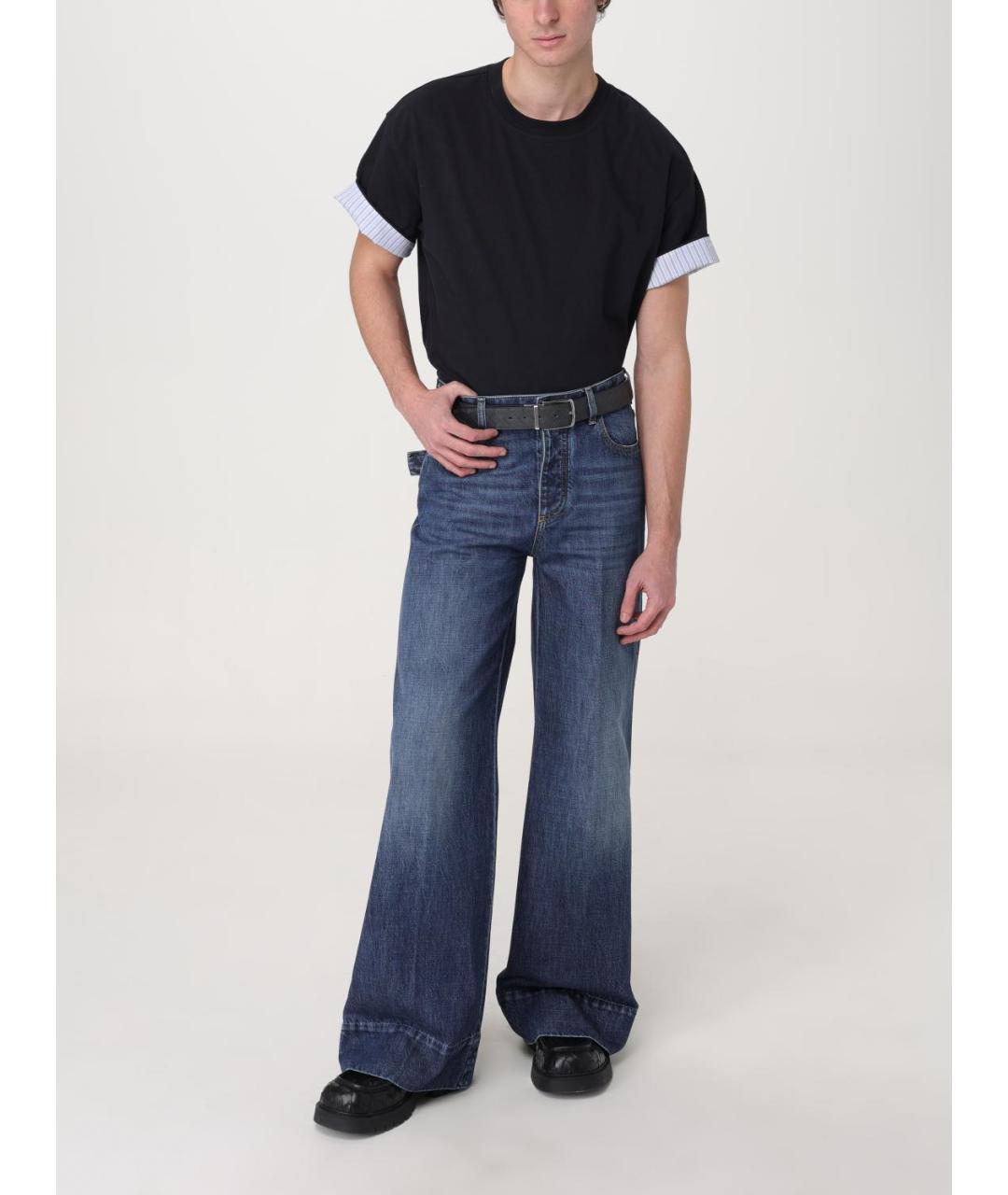 BOTTEGA VENETA Темно-синяя хлопковая футболка, фото 2