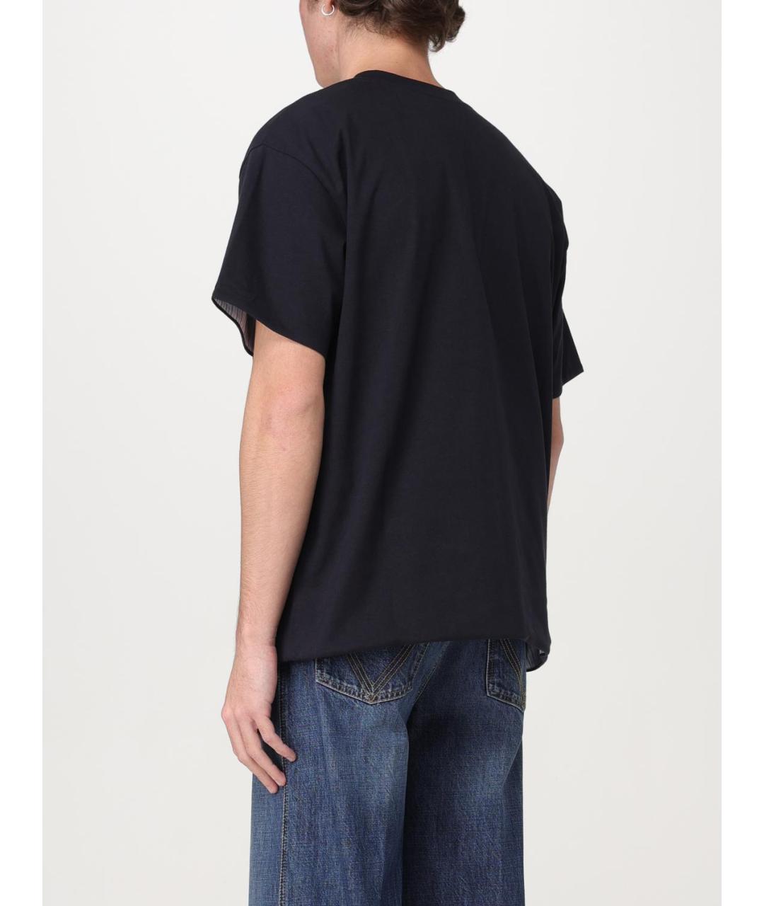 BOTTEGA VENETA Темно-синяя хлопковая футболка, фото 3
