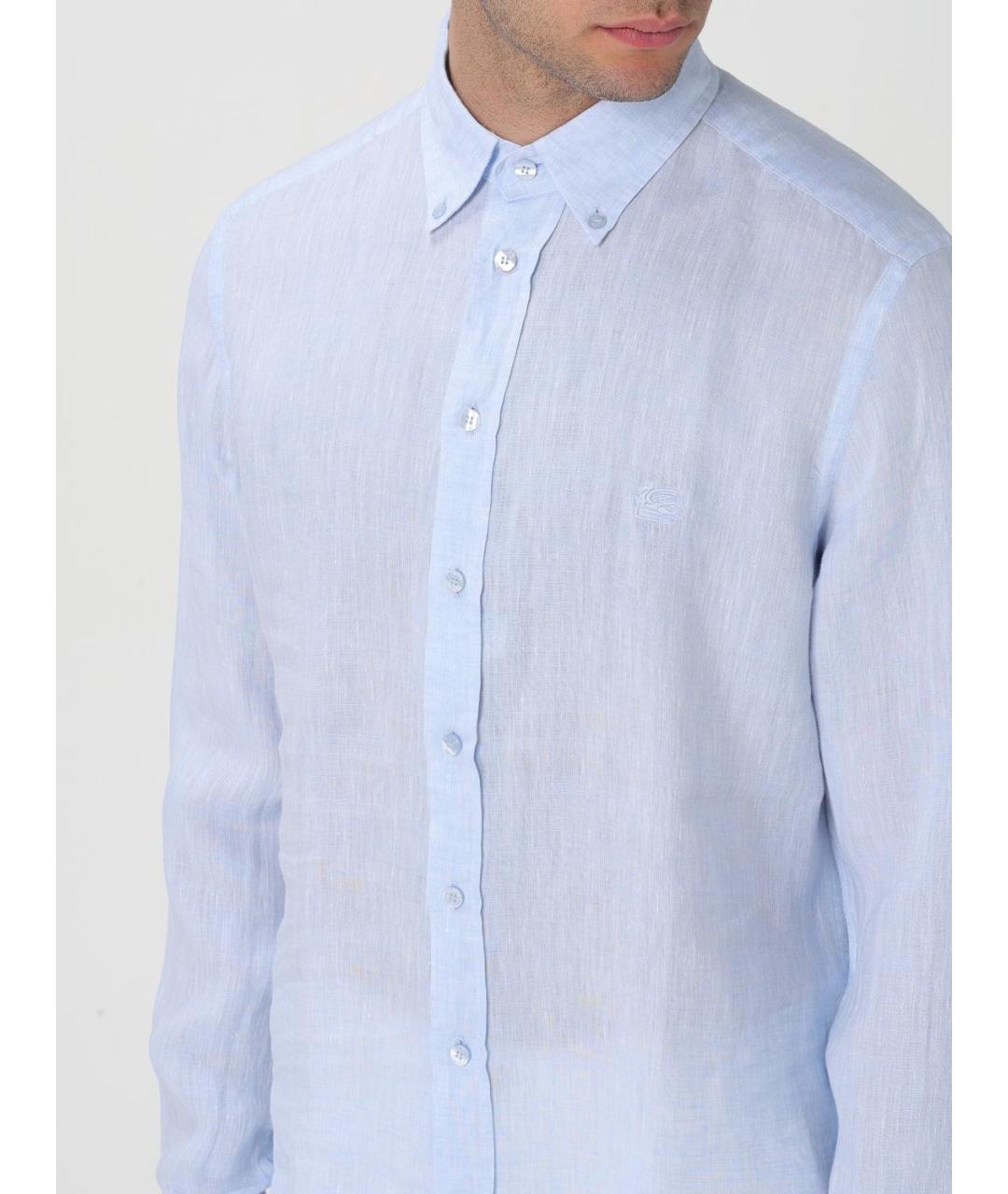 ETRO Голубая льняная кэжуал рубашка, фото 6