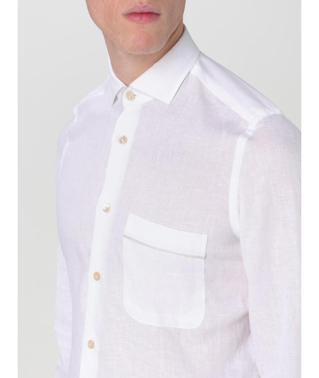 ELEVENTY Белая льняная кэжуал рубашка, фото 3