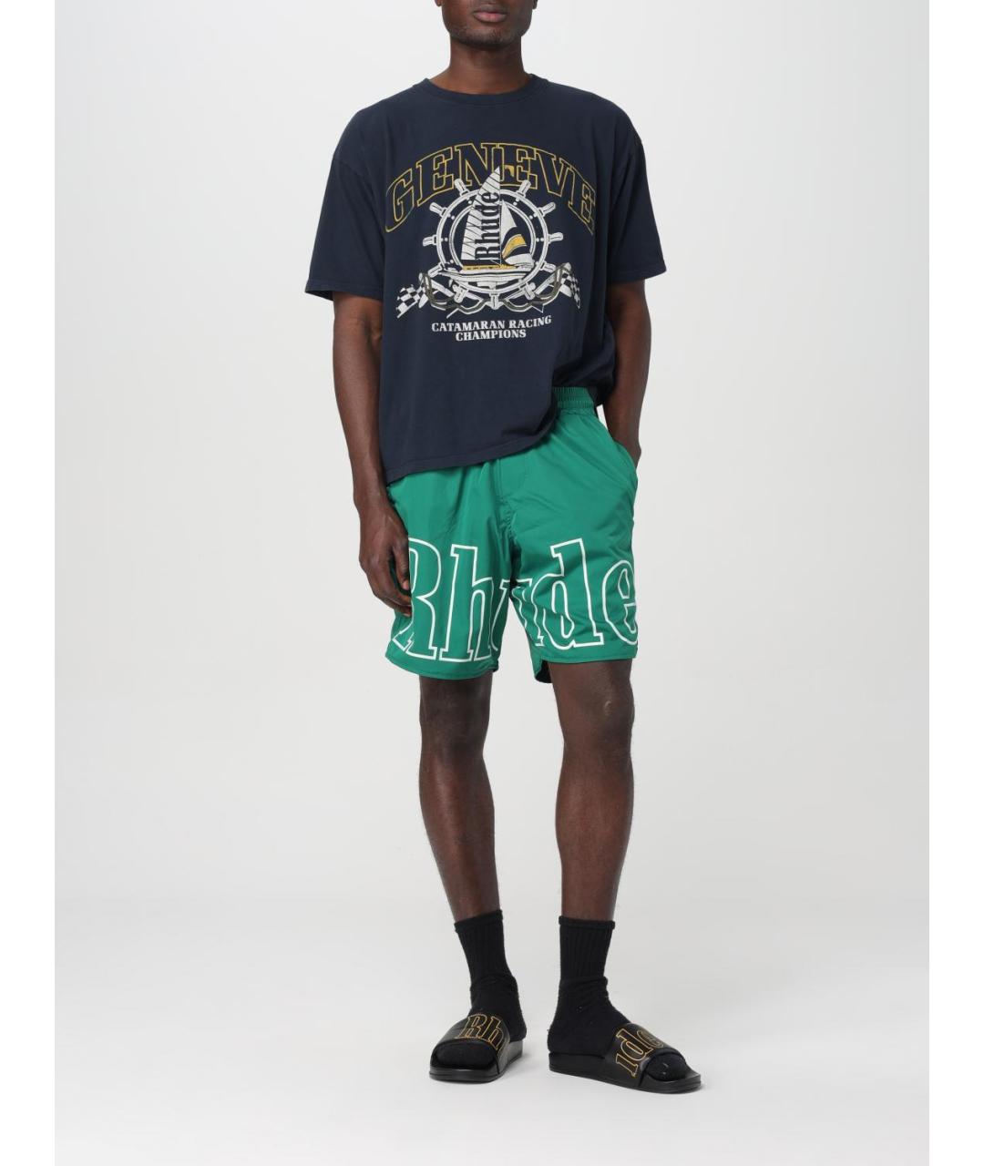 RHUDE Черная хлопковая футболка, фото 2