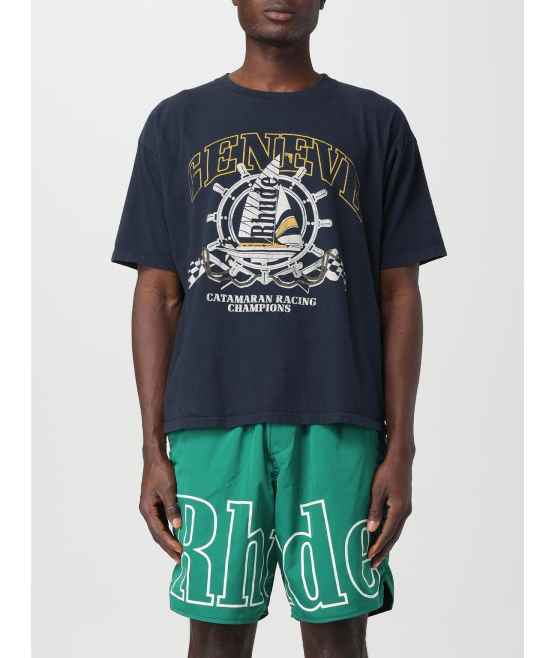 RHUDE Черная хлопковая футболка, фото 6