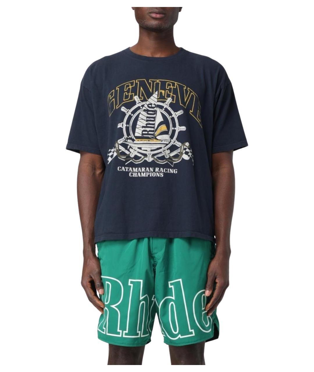 RHUDE Черная хлопковая футболка, фото 1