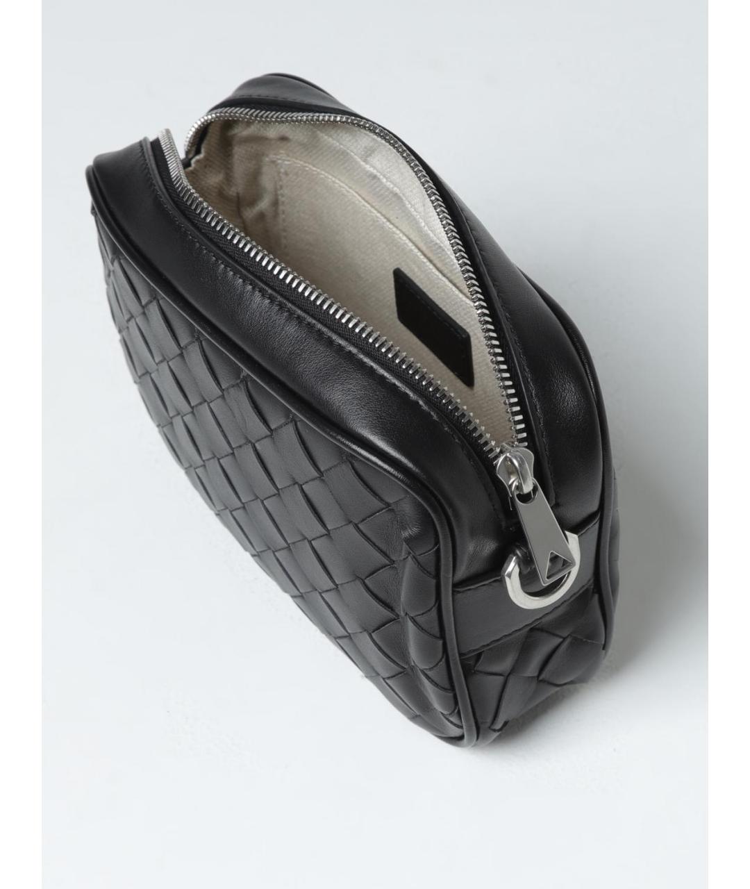 BOTTEGA VENETA Черная кожаная сумка на плечо, фото 4