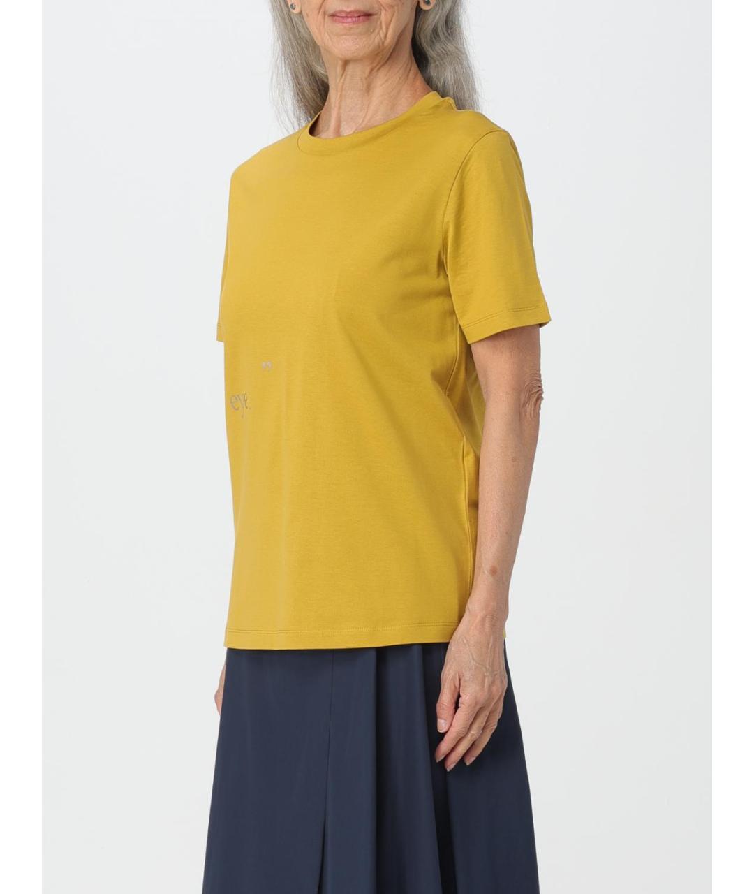 'S MAX MARA Желтая хлопковая футболка, фото 4