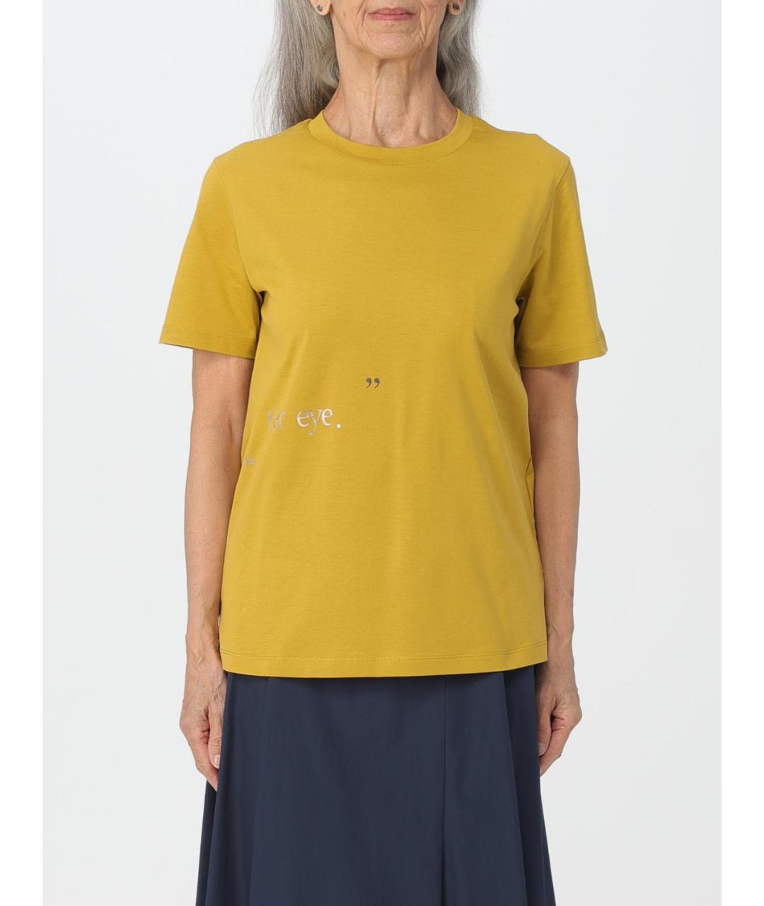 'S MAX MARA Желтая хлопковая футболка, фото 6
