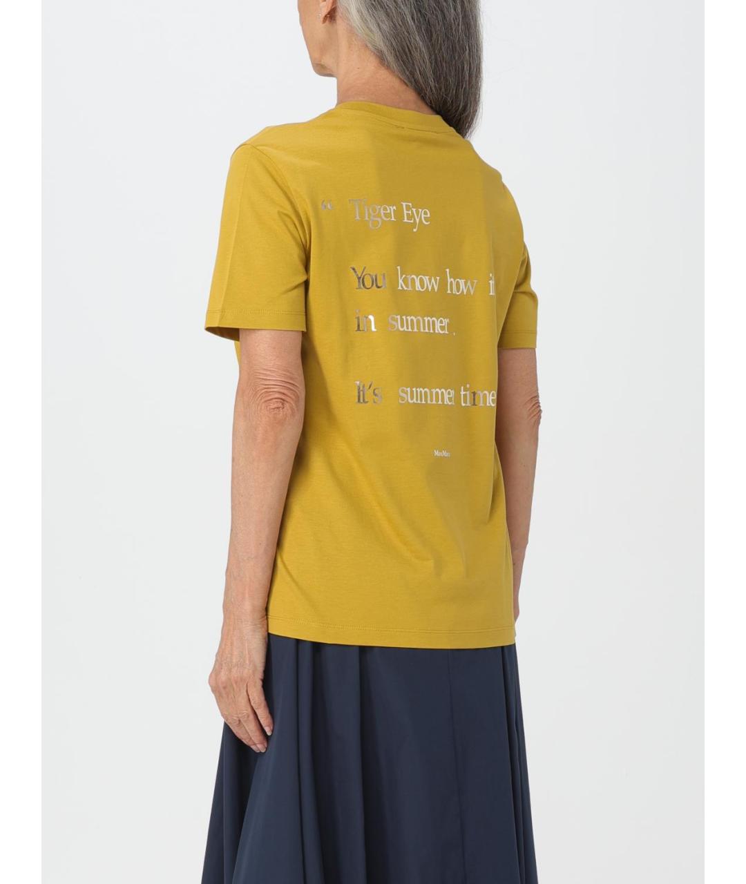 'S MAX MARA Желтая хлопковая футболка, фото 3