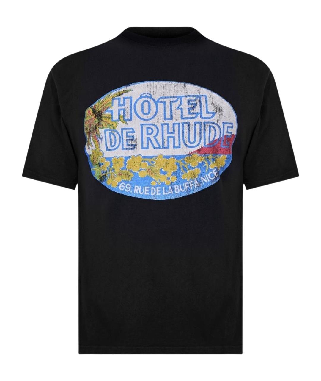 RHUDE Черная хлопковая футболка, фото 1