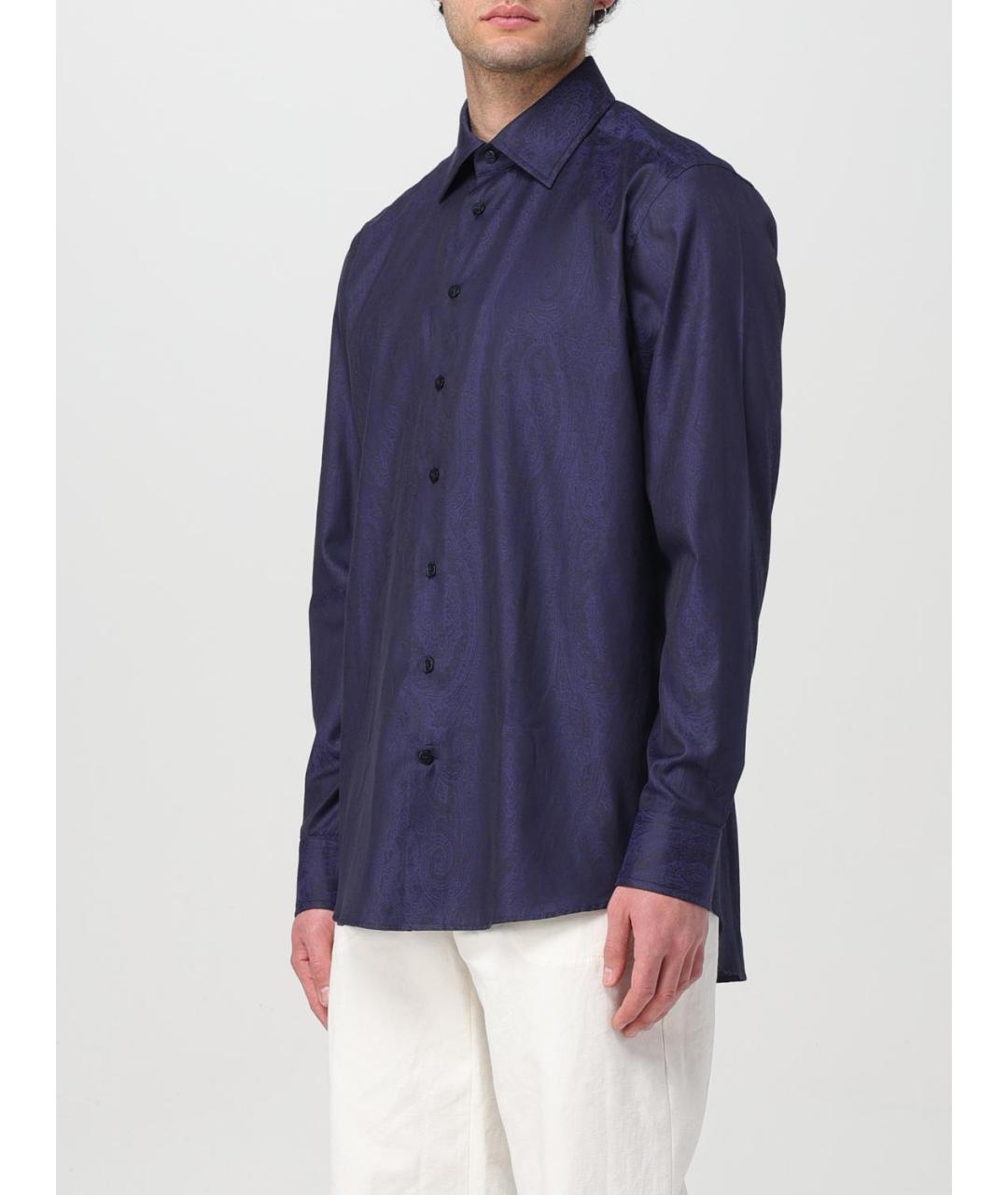ETRO Темно-синяя хлопковая кэжуал рубашка, фото 4