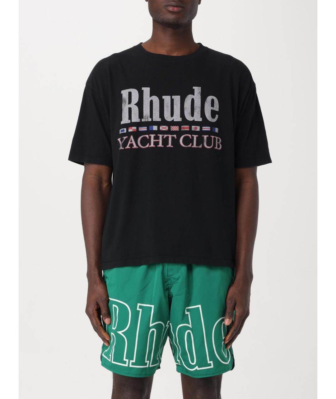 RHUDE Черная хлопковая футболка, фото 6