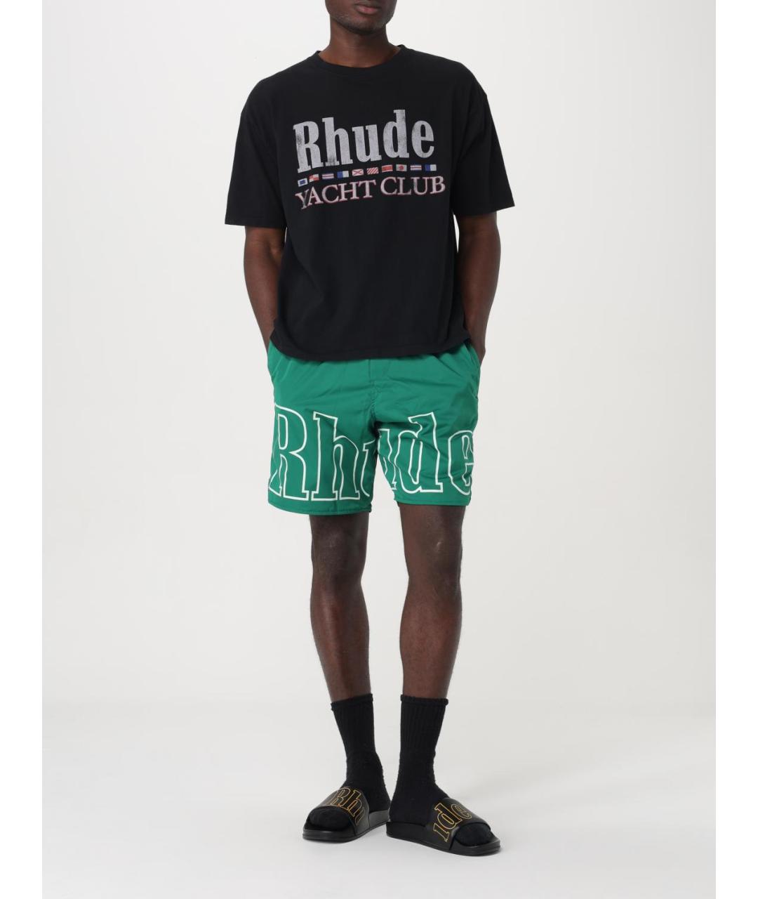 RHUDE Черная хлопковая футболка, фото 2