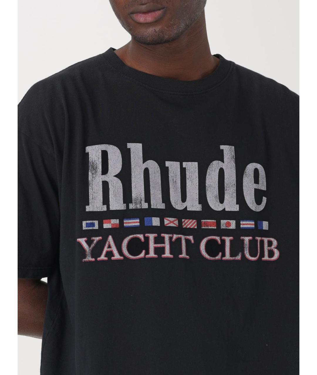 RHUDE Черная хлопковая футболка, фото 5