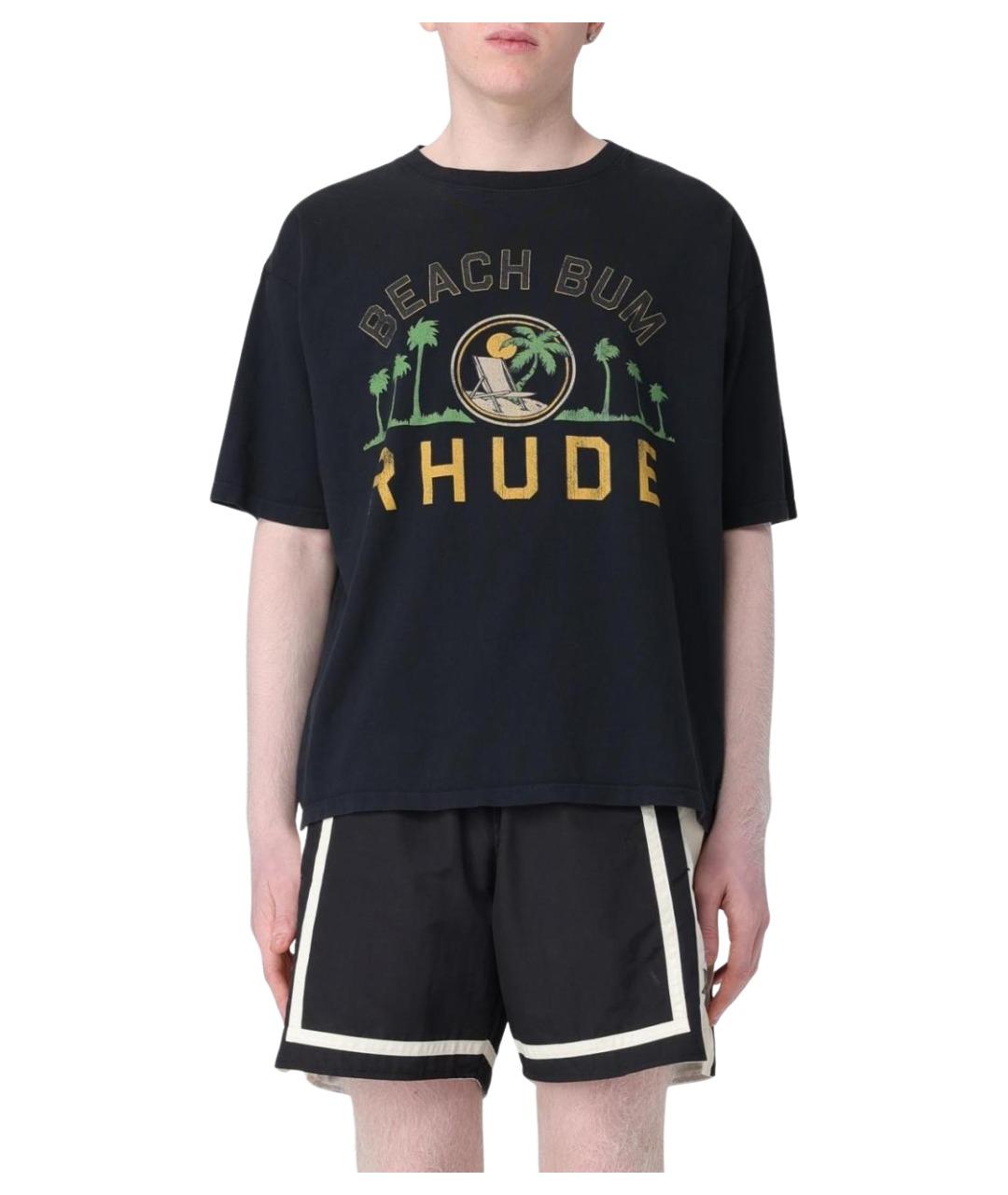 RHUDE Черная хлопковая футболка, фото 1