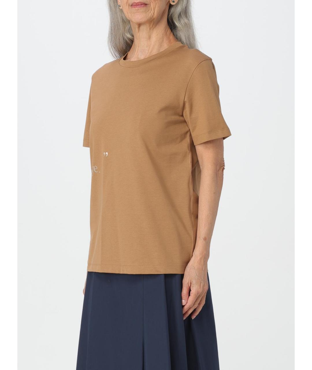 'S MAX MARA Бежевая хлопковая футболка, фото 4