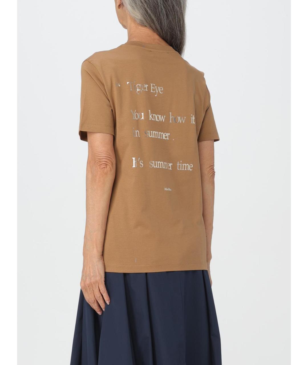 'S MAX MARA Бежевая хлопковая футболка, фото 3