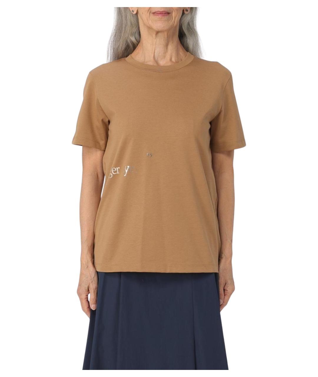 'S MAX MARA Бежевая хлопковая футболка, фото 1