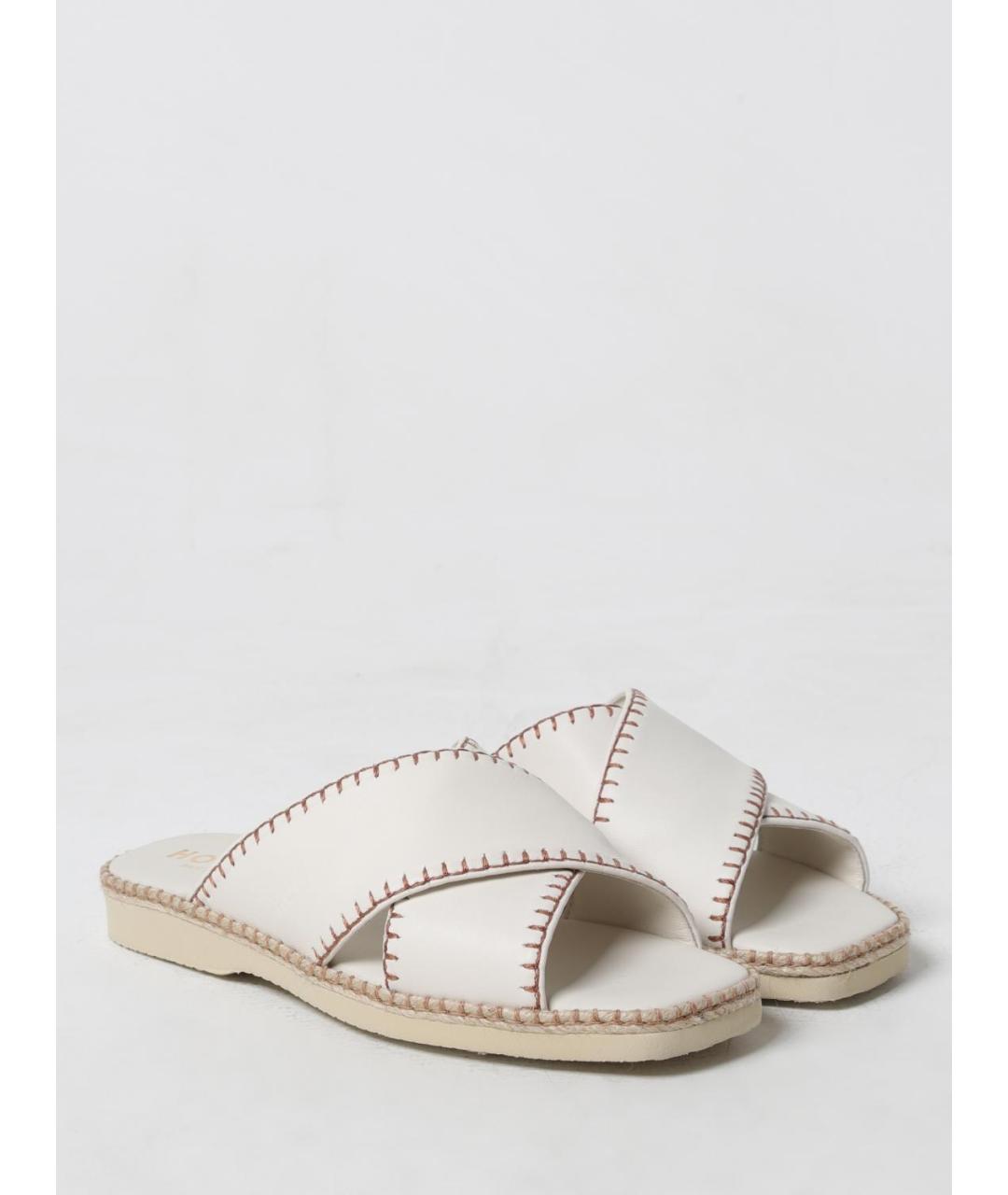 HOGAN Белые кожаные шлепанцы, фото 2