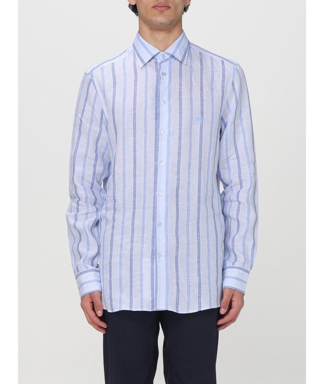 ETRO Голубая хлопковая кэжуал рубашка, фото 6