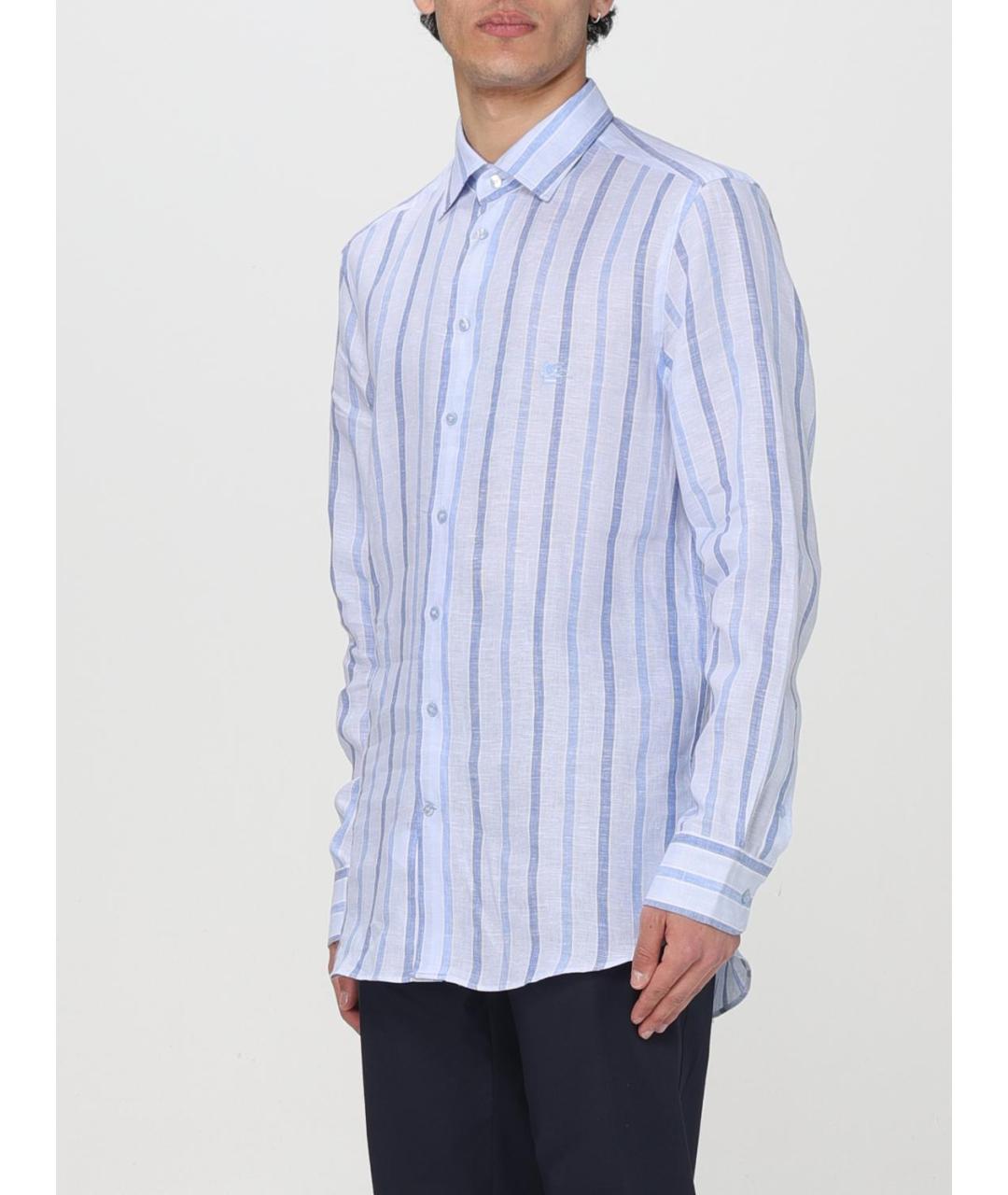 ETRO Голубая хлопковая кэжуал рубашка, фото 4