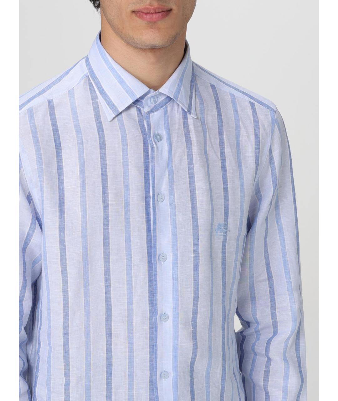 ETRO Голубая хлопковая кэжуал рубашка, фото 5