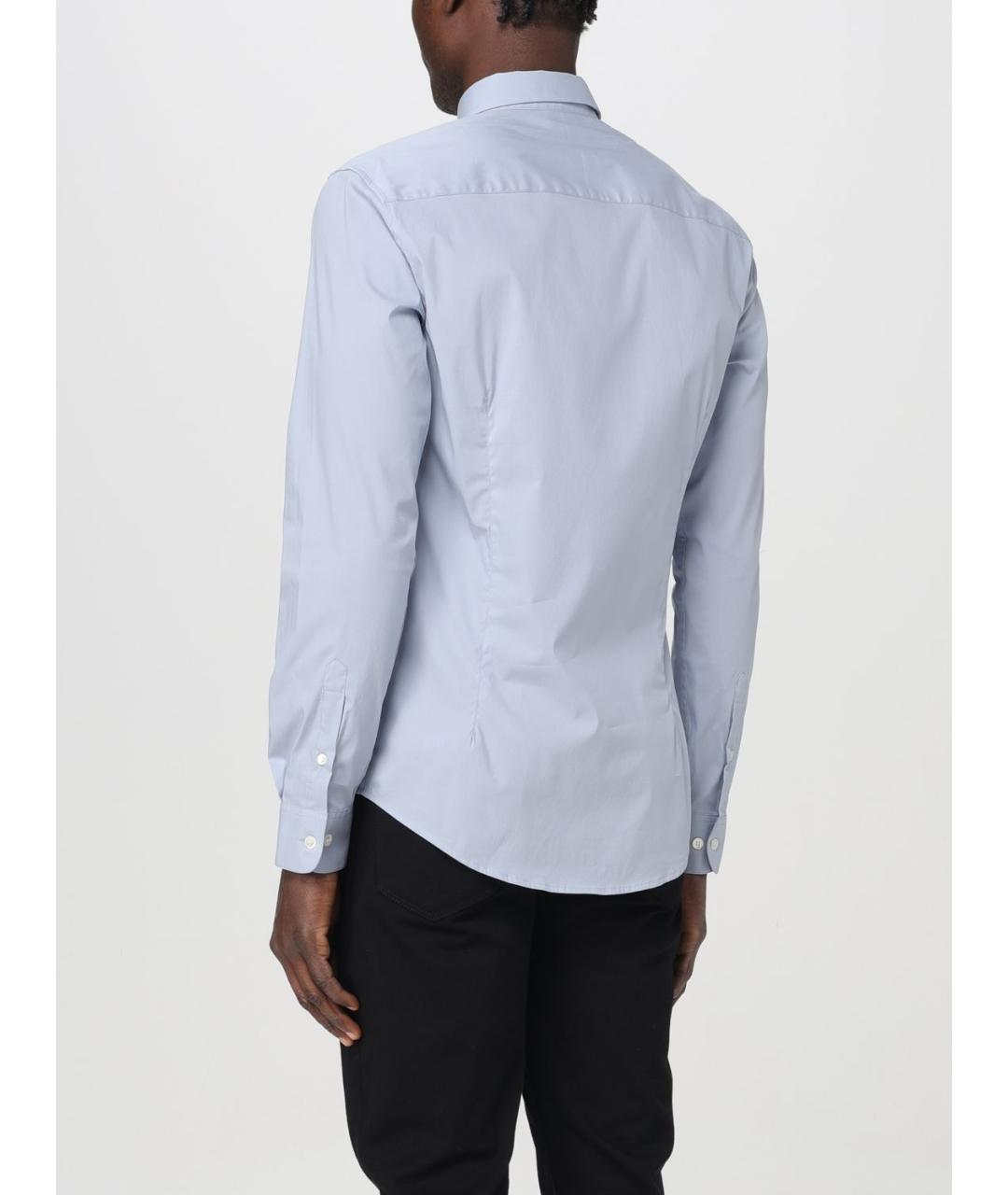 EMPORIO ARMANI Голубая хлопковая классическая рубашка, фото 2