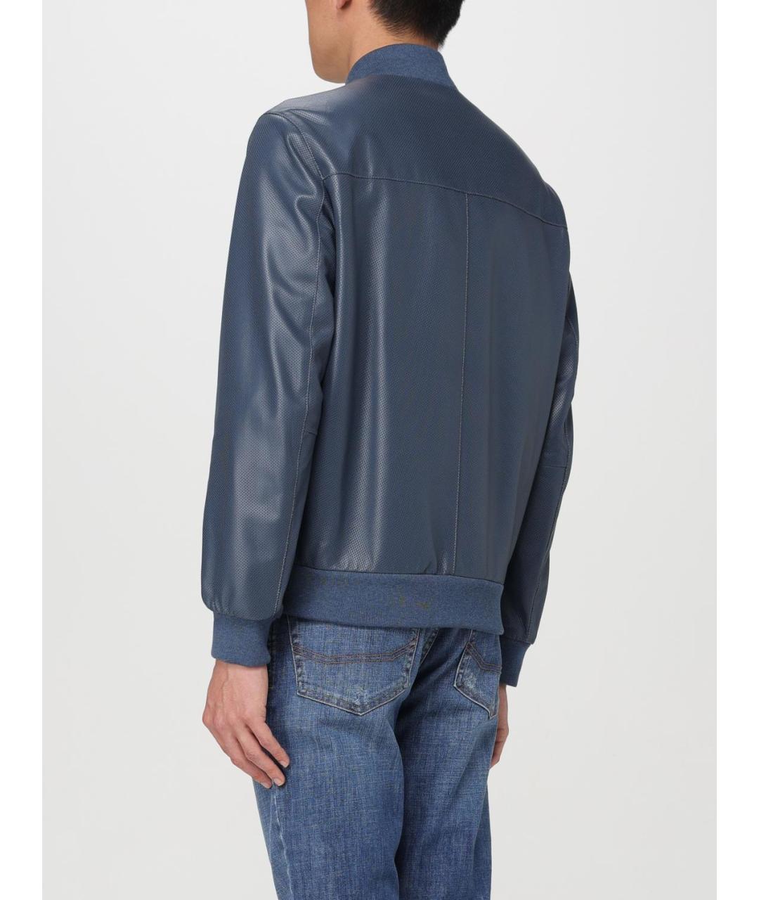 BRIONI Синяя кожаная куртка, фото 3