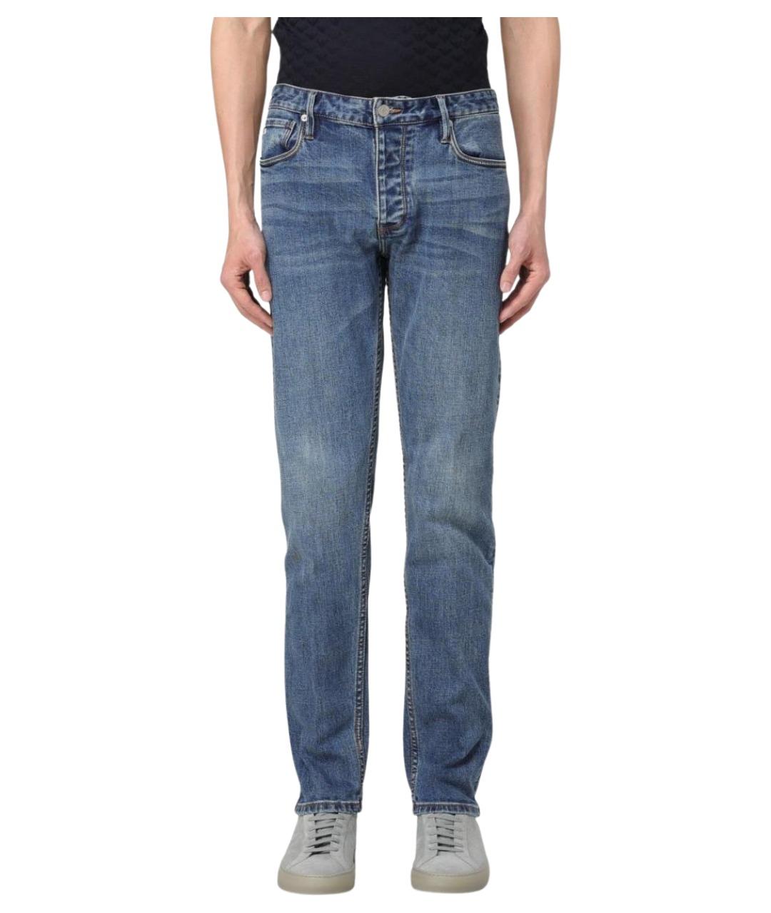 EMPORIO ARMANI Синие хлопковые прямые джинсы, фото 1