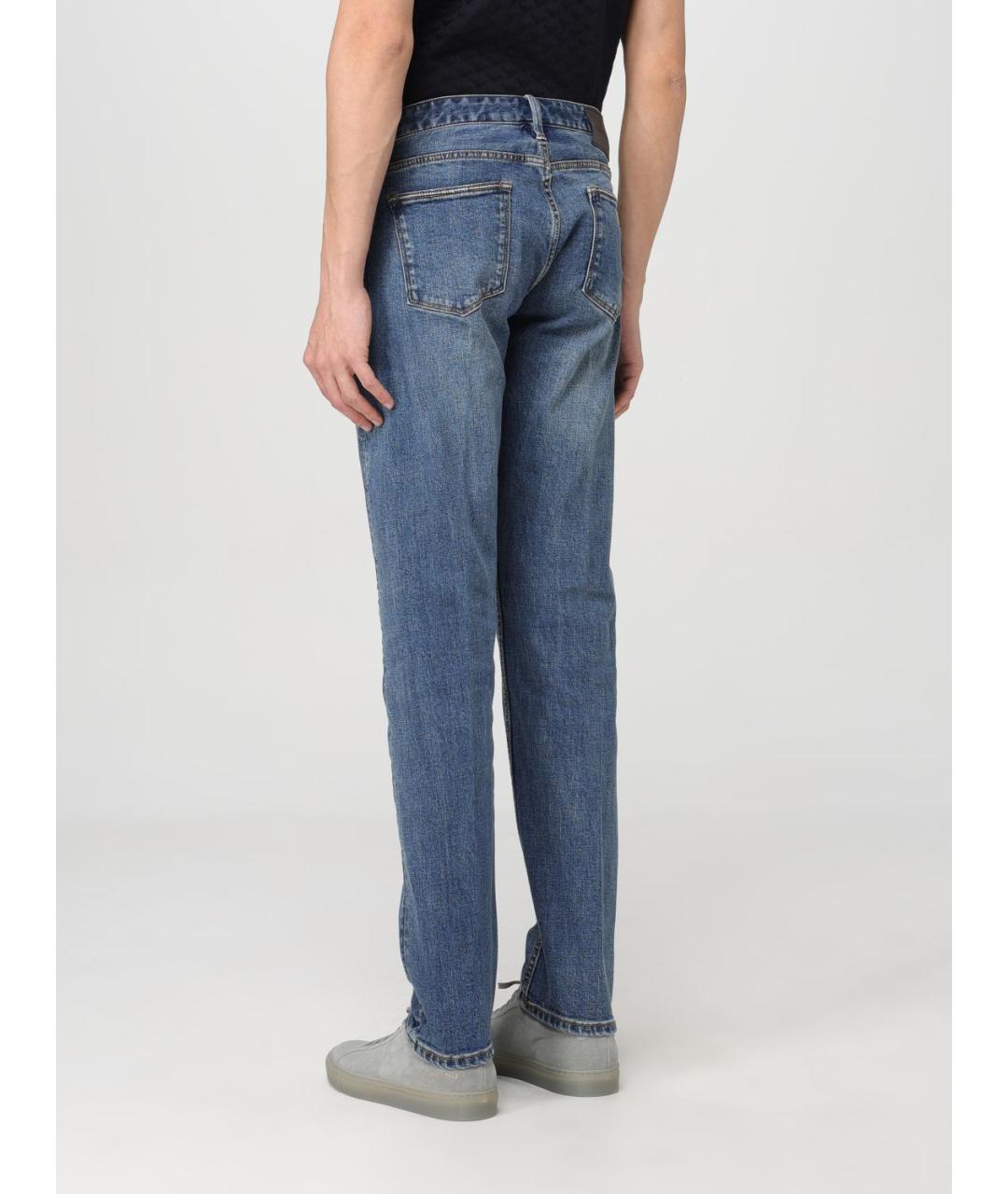 EMPORIO ARMANI Синие хлопковые прямые джинсы, фото 2