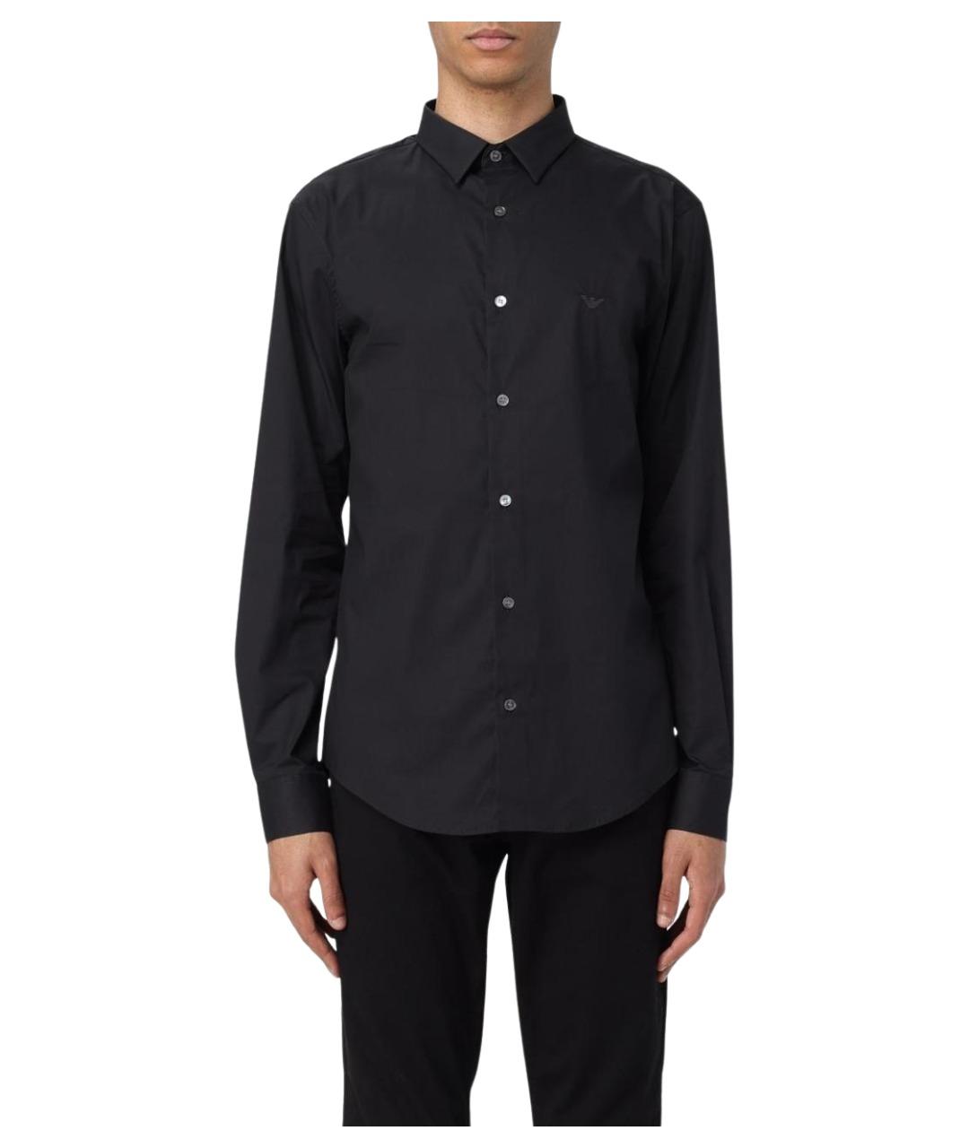 EMPORIO ARMANI Черная хлопковая кэжуал рубашка, фото 1