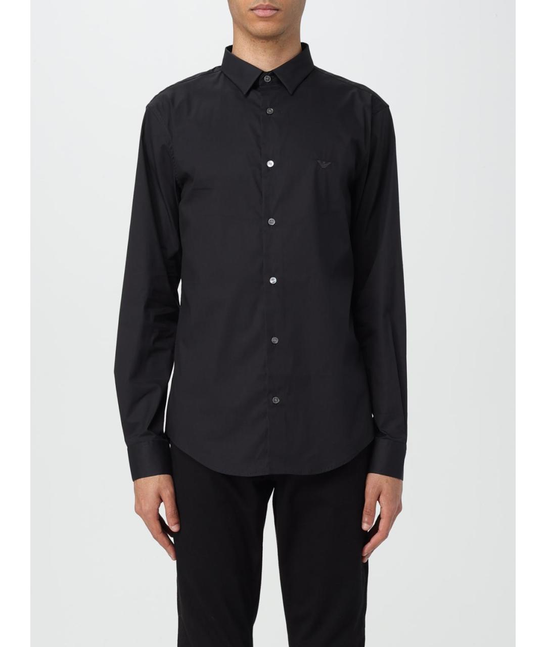 EMPORIO ARMANI Черная хлопковая кэжуал рубашка, фото 4