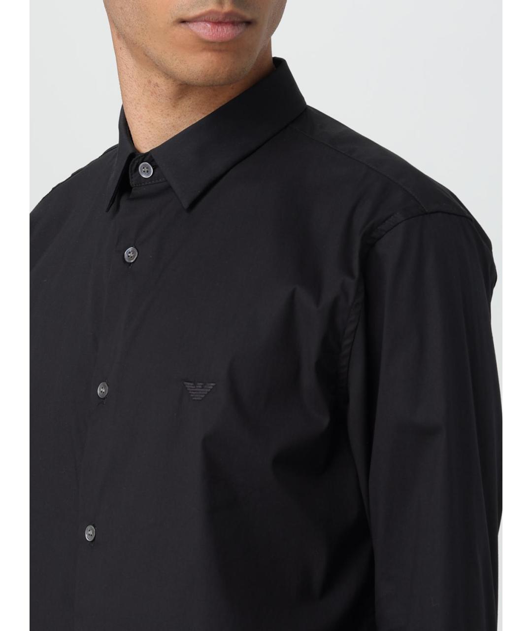 EMPORIO ARMANI Черная хлопковая кэжуал рубашка, фото 3