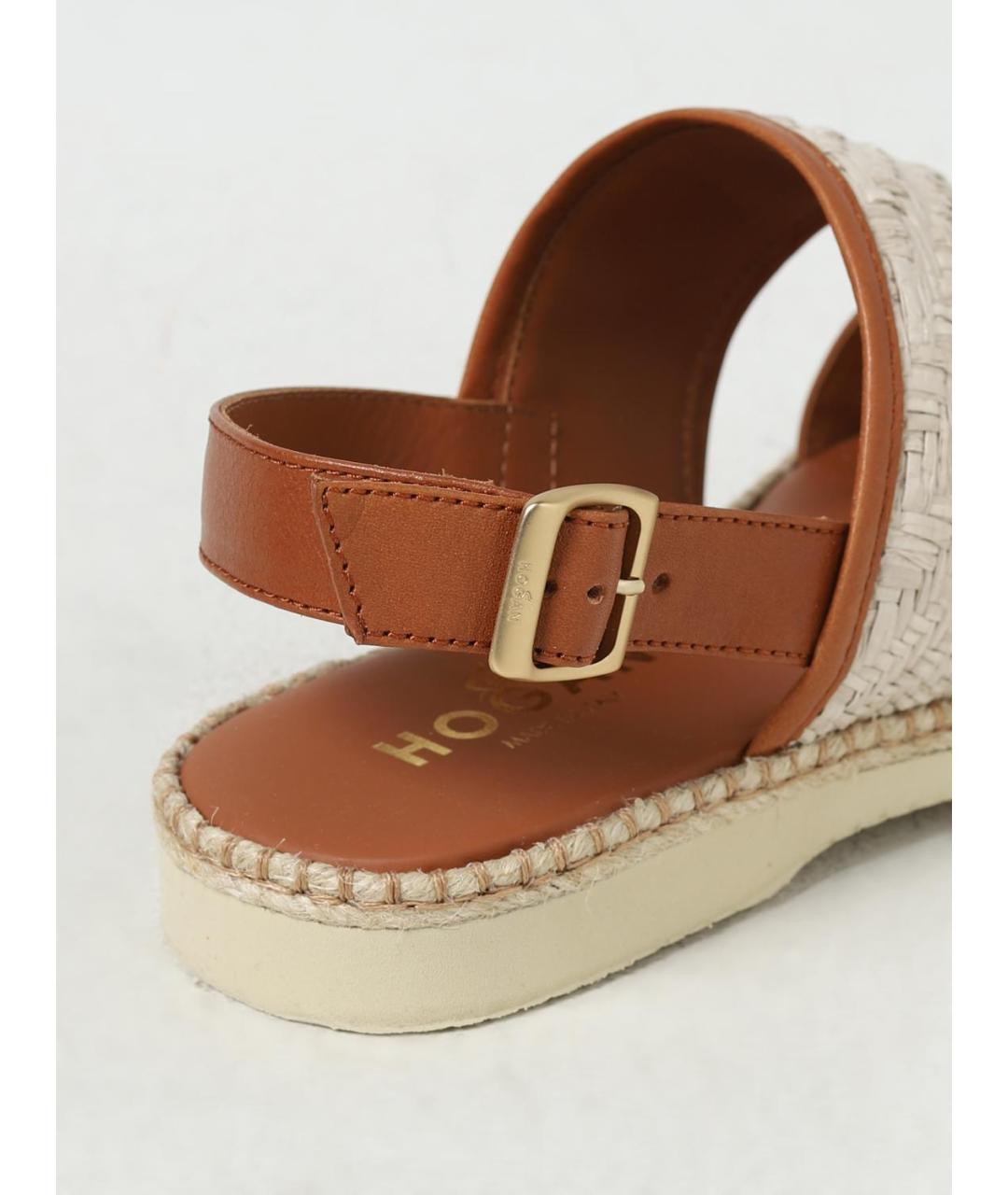 HOGAN Коричневые кожаные босоножки, фото 4