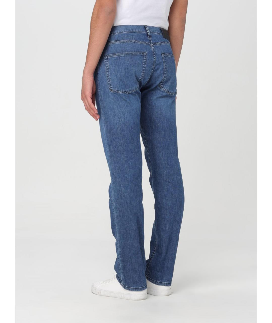 EMPORIO ARMANI Синие хлопковые прямые джинсы, фото 3