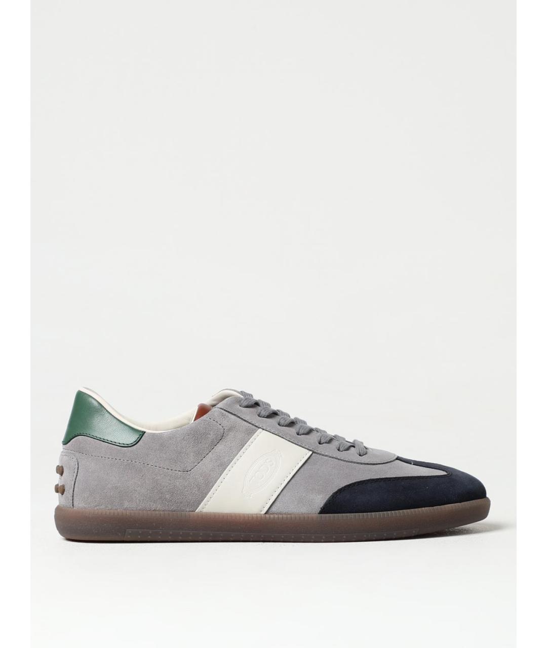 TOD'S Серые кожаные низкие кроссовки / кеды, фото 5