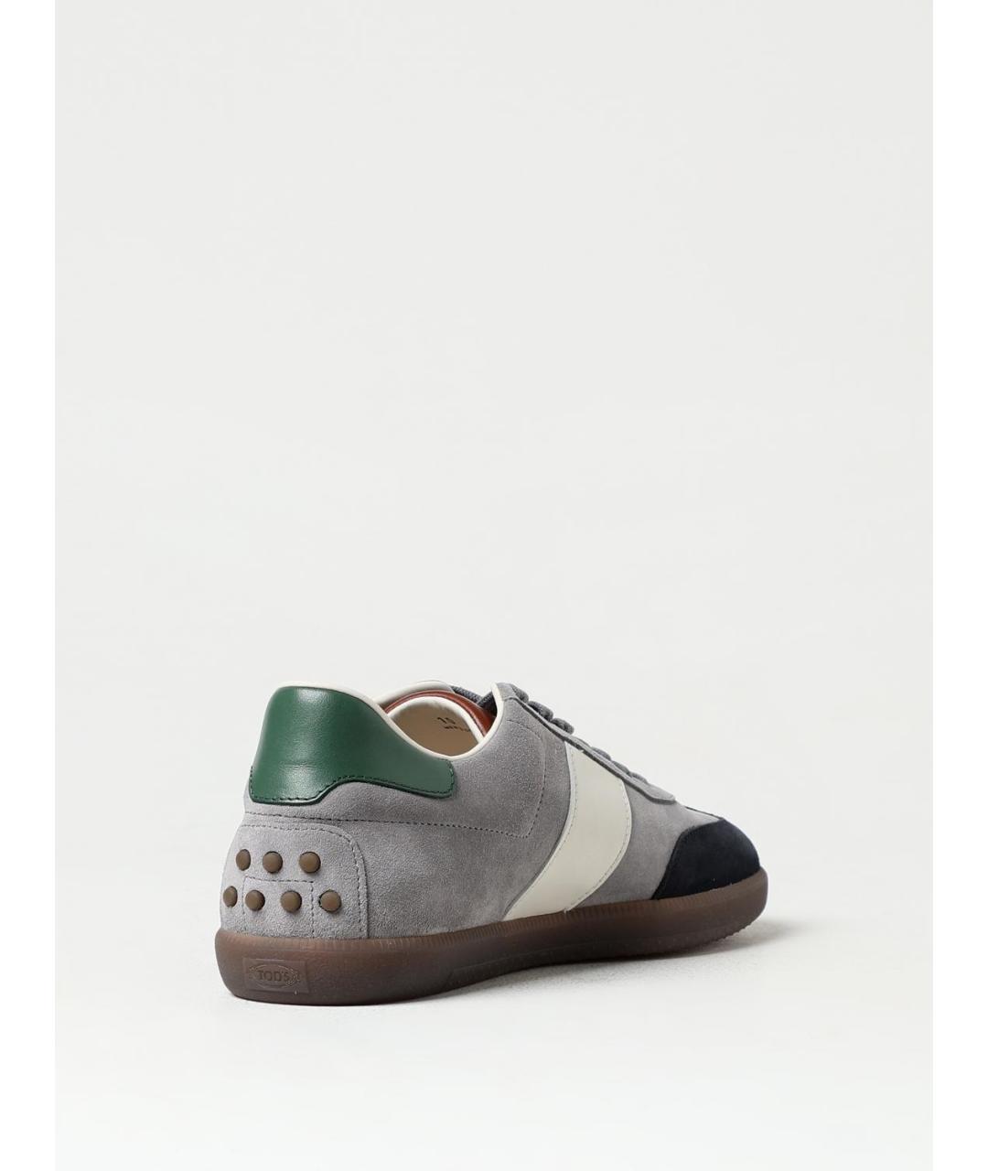 TOD'S Серые кожаные низкие кроссовки / кеды, фото 3