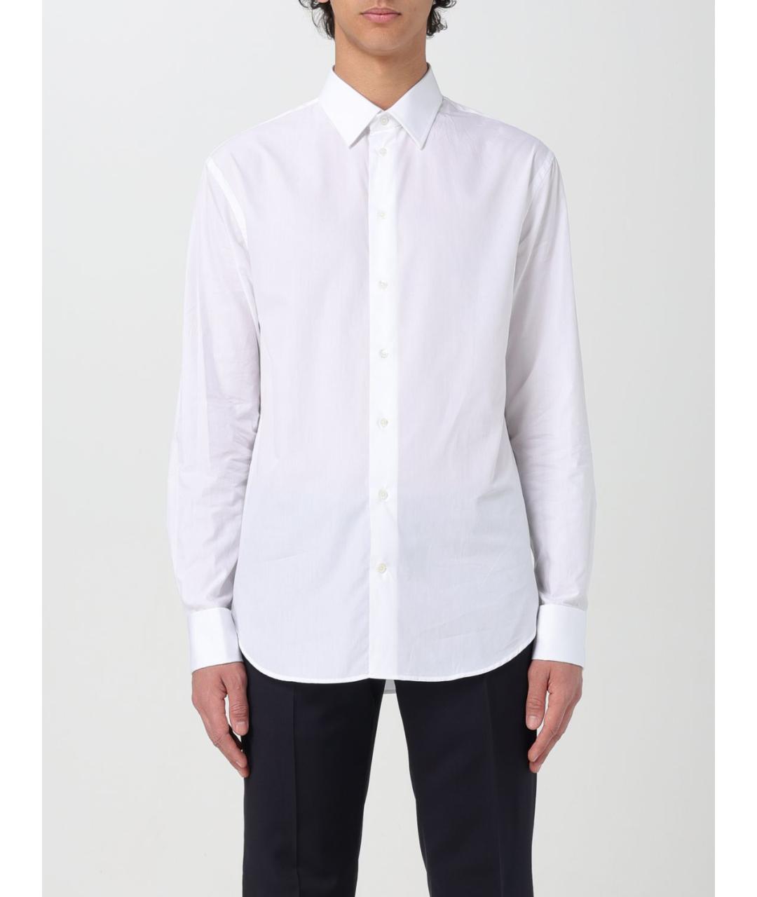 EMPORIO ARMANI Белая хлопковая классическая рубашка, фото 4