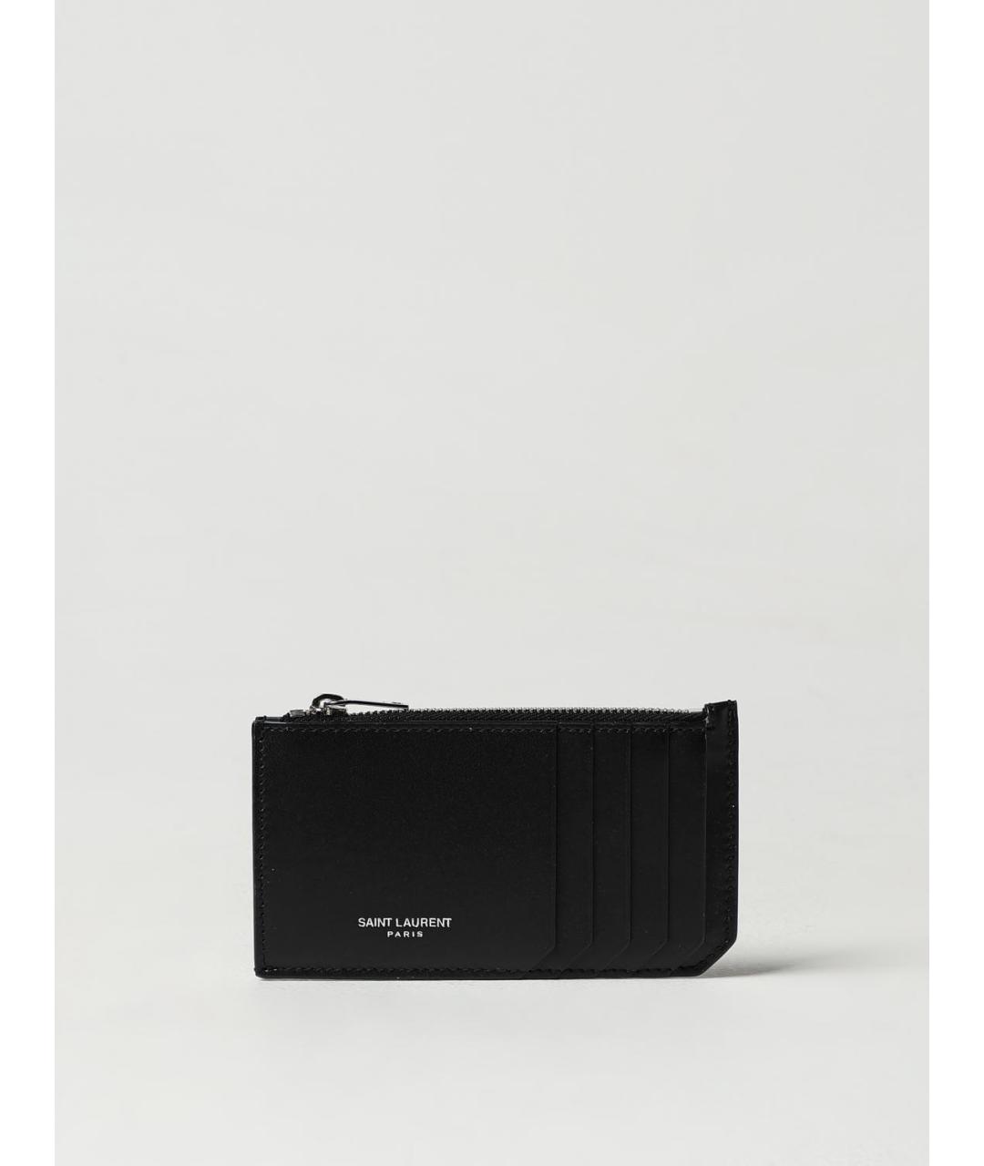 SAINT LAURENT Черный кожаный кардхолдер, фото 4