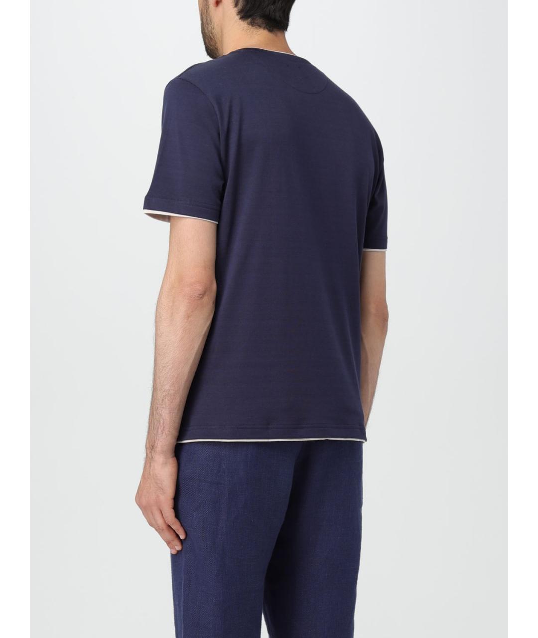ELEVENTY Синяя хлопковая футболка, фото 3
