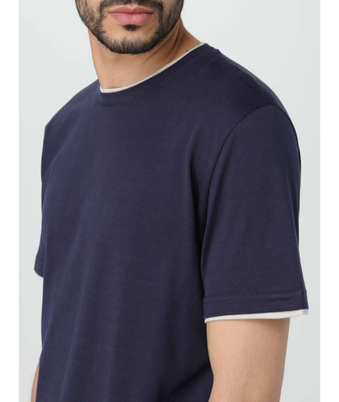 ELEVENTY Синяя хлопковая футболка, фото 4