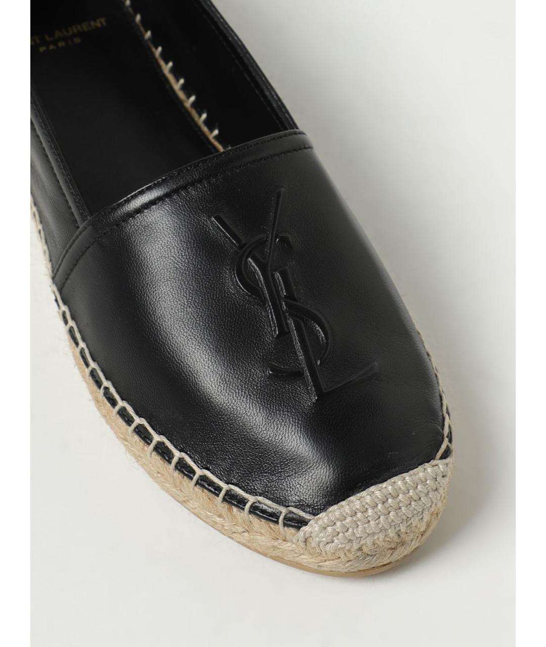 SAINT LAURENT Черные кожаные эспадрильи, фото 4