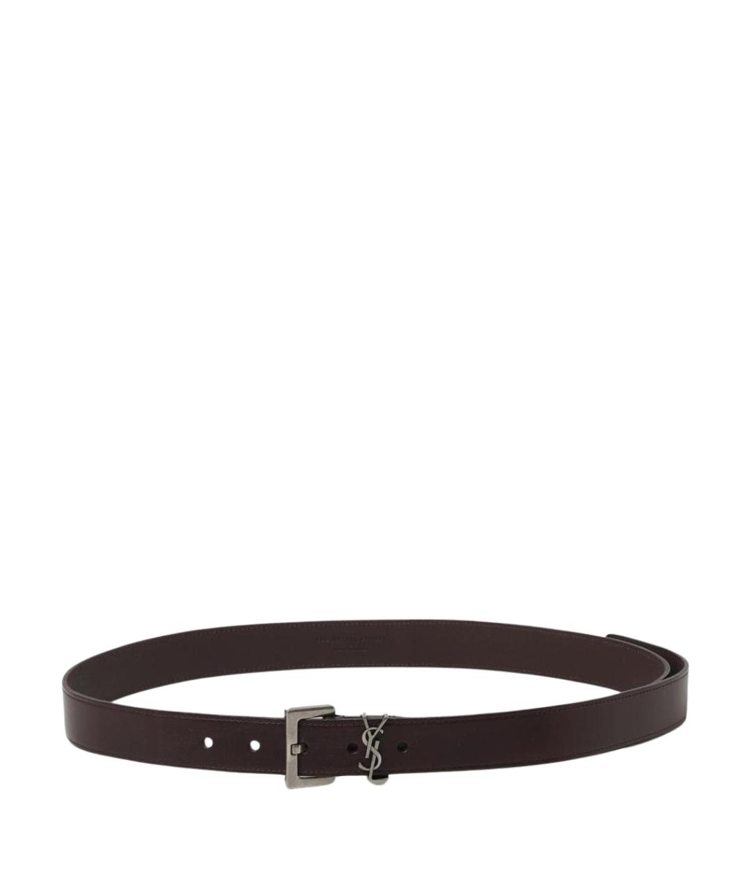 SAINT LAURENT Коричневый кожаный ремень, фото 1