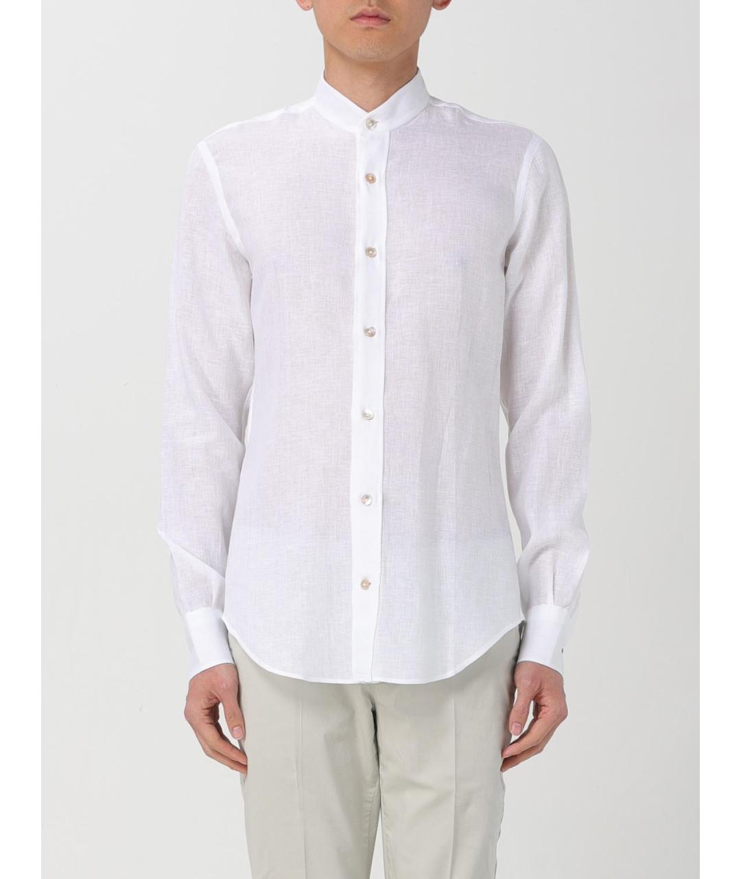 ELEVENTY Белая льняная кэжуал рубашка, фото 4