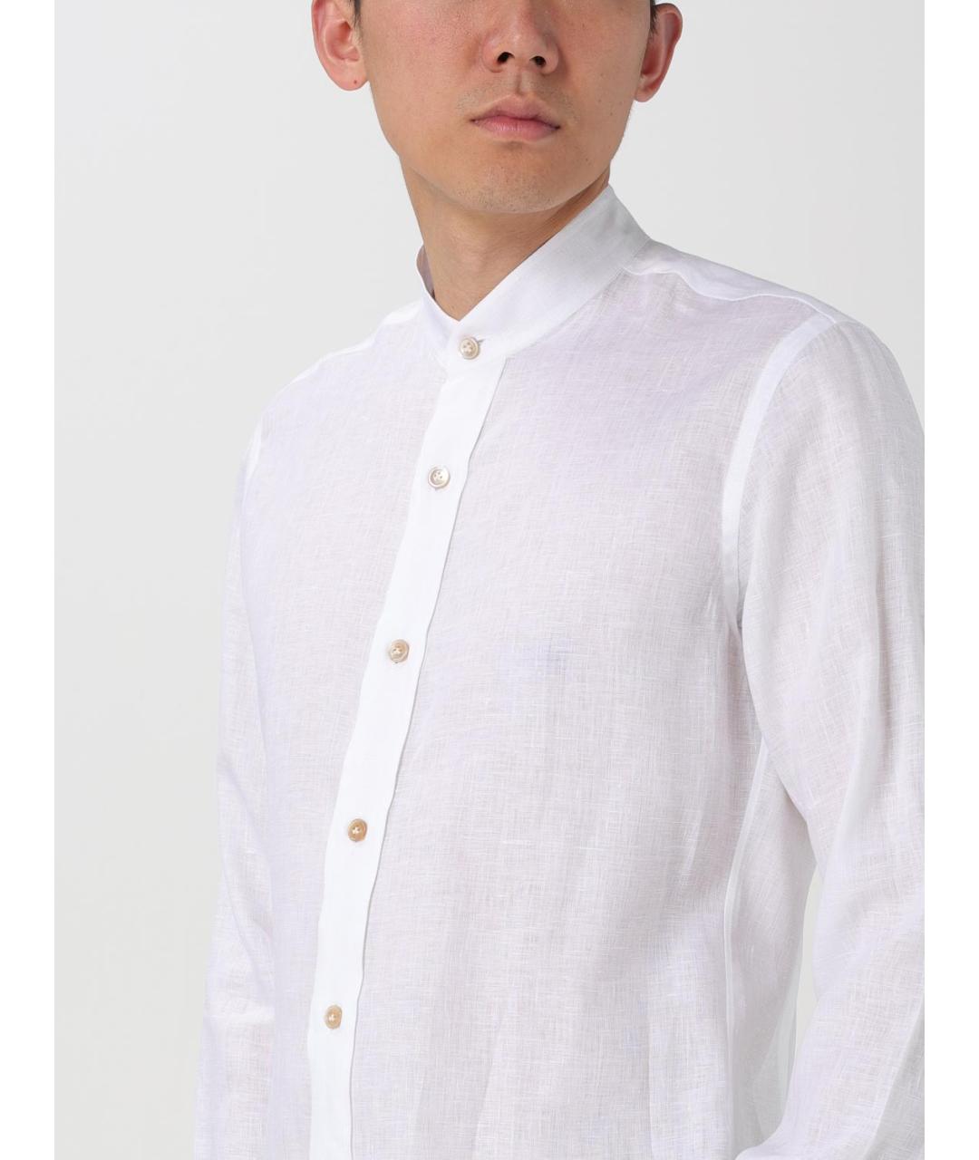 ELEVENTY Белая льняная кэжуал рубашка, фото 3