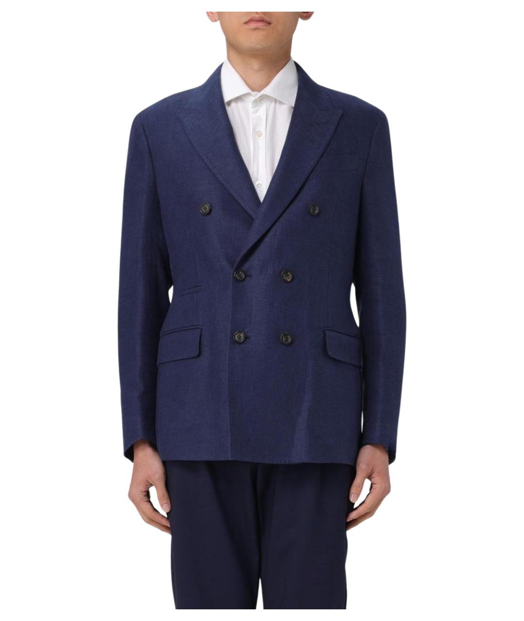 ELEVENTY Синий льняной пиджак, фото 1