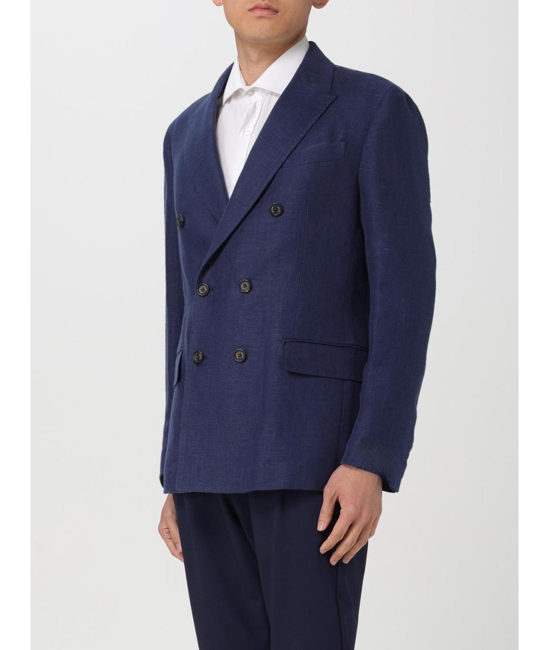 ELEVENTY Синий льняной пиджак, фото 3