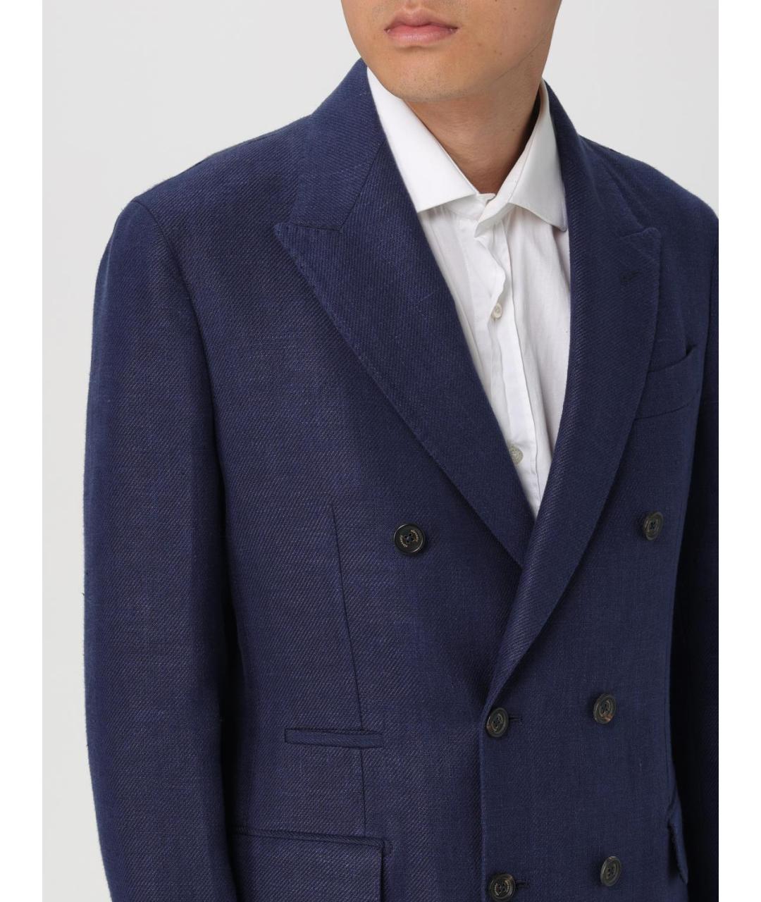 ELEVENTY Синий льняной пиджак, фото 4