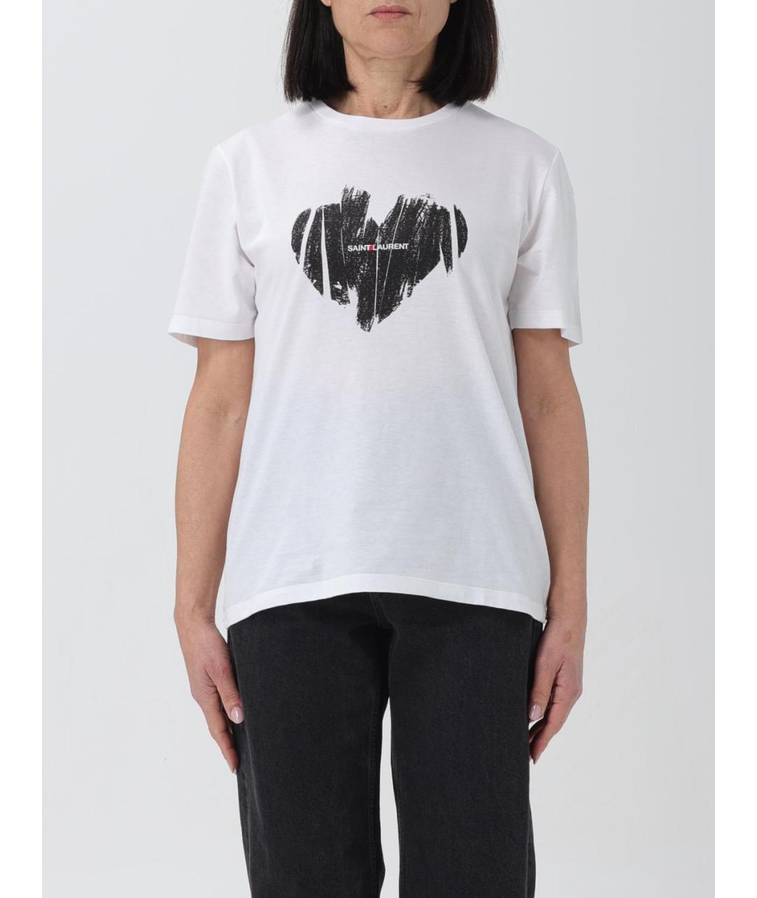 SAINT LAURENT Белая хлопковая футболка, фото 2