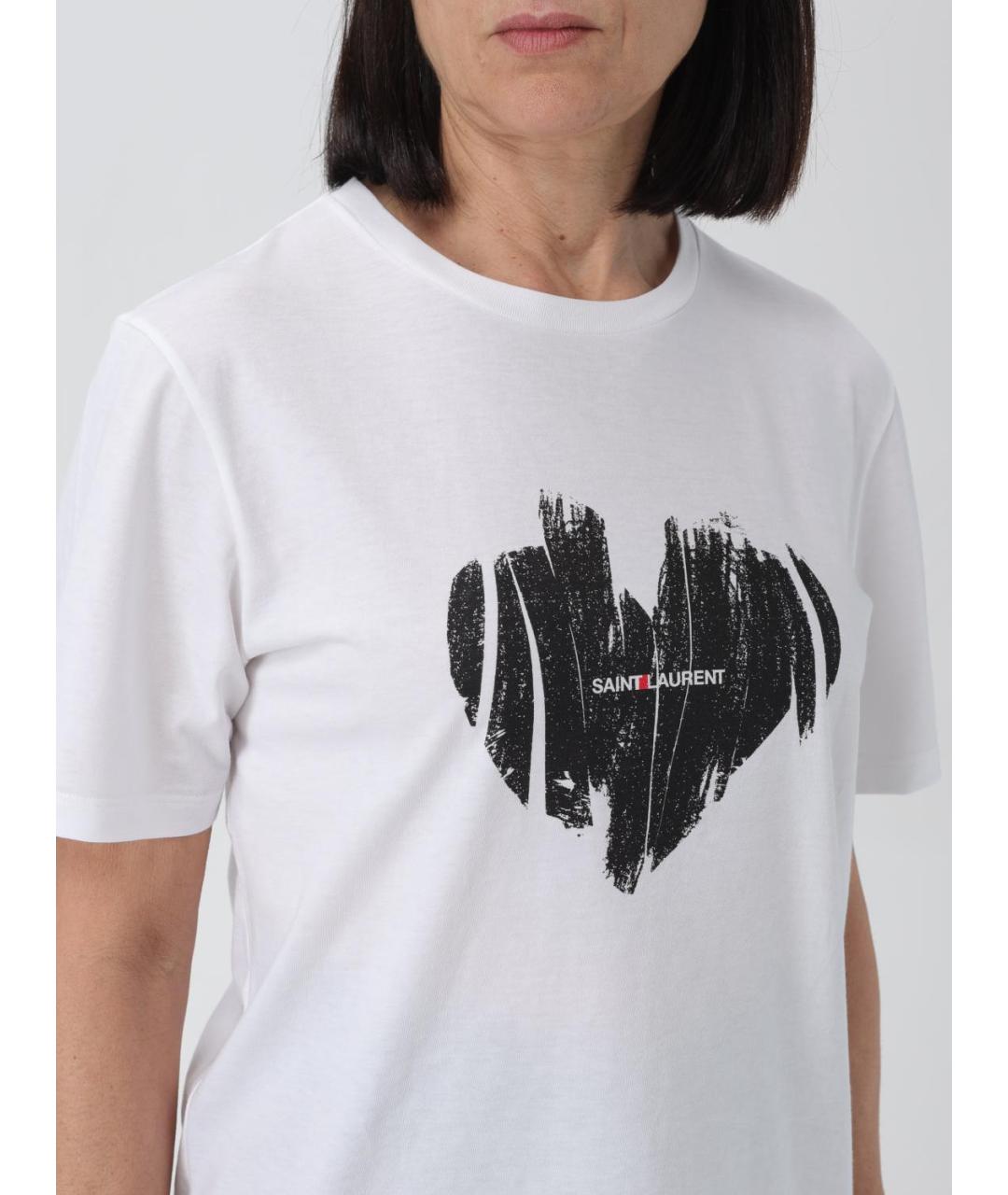 SAINT LAURENT Белая хлопковая футболка, фото 6